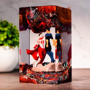 Mark Grayson VS Omni Man harslamp, onoverwinnelijk led-nachtlampje, uniek superheld kunstdecor, cadeau voor hem, stripboek fan cadeau