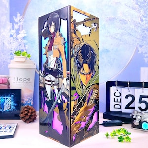AOT Titan Battle- Wooden Box Lamp, Best Warrior Leader Led, Xmas RGB LED, Anime room Decor, Unique Xmas Gift for Friends, 2026 New Year Gift