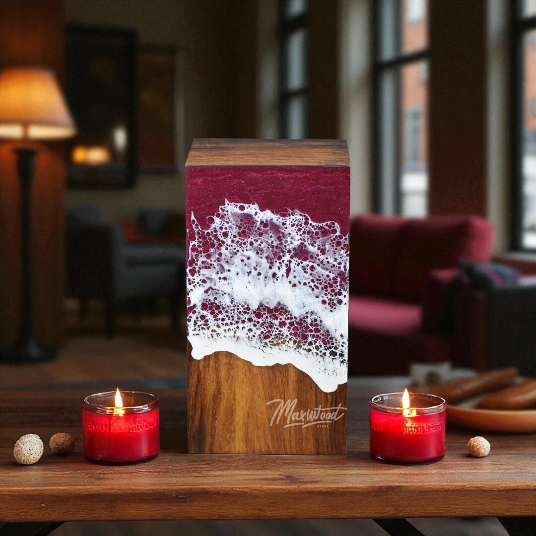 Rosewood & Resin Ocean Wave Urn Box – Handcrafted Cremation Keepsake - Etsy
