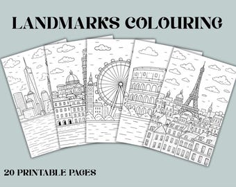 Landmarks Coloring Pages • 20 AI-Generated Designs (PDF Download)