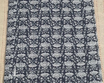 Black Floral Kantha Quilt | Hand Block Print Bedspread | Queen Cotton Throw | Handmade Blanket