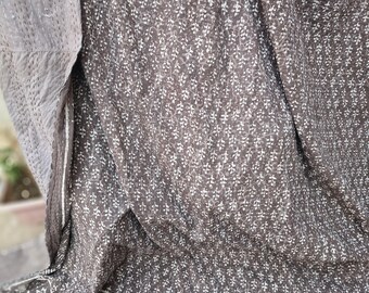Grey Indian Hand Block Kantha Quilt Handmade Cotton Bedspread Tribal Print Blanket Bedding Throw