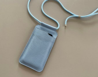 EDGE phone sling - cornflower leather