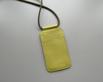 EDGE phone sling - pistachio leather - cord shoulder strap