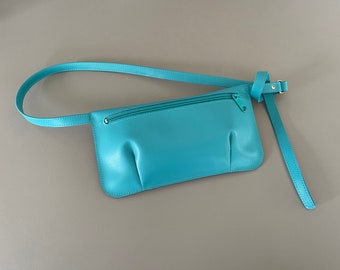 HIP POUCH / fanny pack / hip bag - turquoise leather - limited color edition