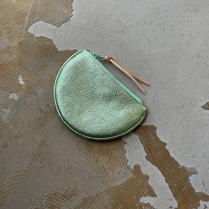 FLAT MOON purse green shimmer leather image 1