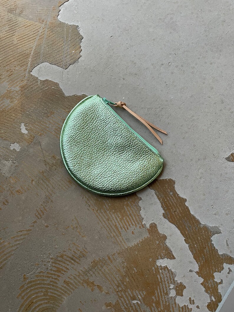 FLAT MOON purse green shimmer leather image 1