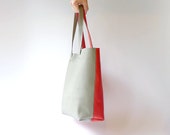 Tote bag - two tone - red & grey