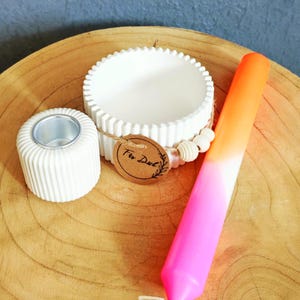 Bowl with candle holder made of Raysin | white