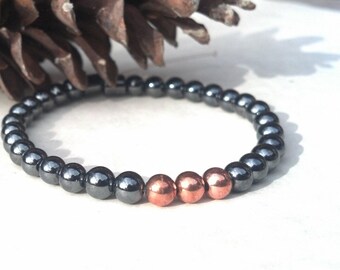 2 Corinthians Trinity Solid Copper & Black Hematite 8mm Magnetic Therapy Bracelet SUPER STRONG CLASP  Wellness Health