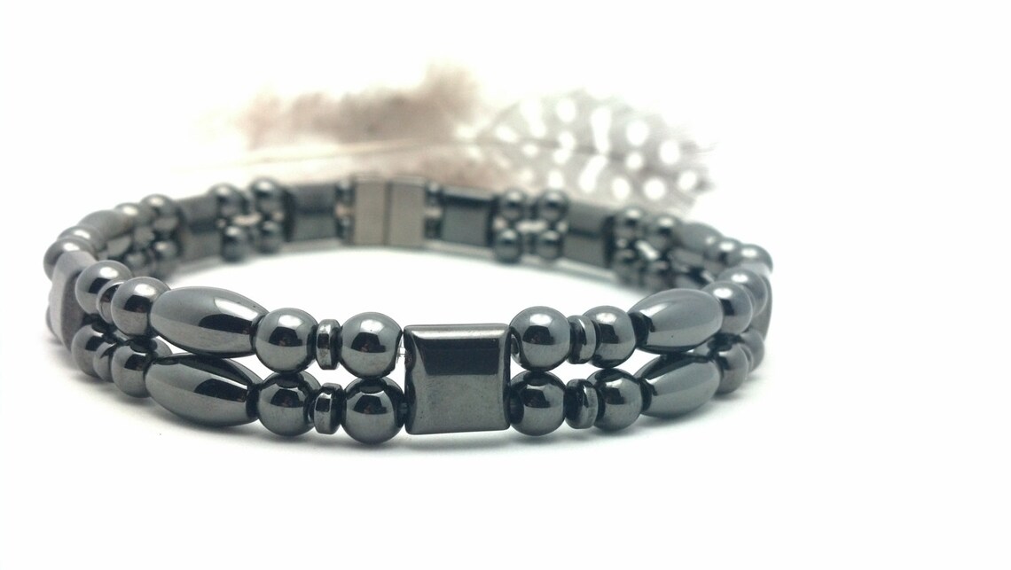 Hematite Therapy Anklet Band Dual Strand Jewelry Etsy