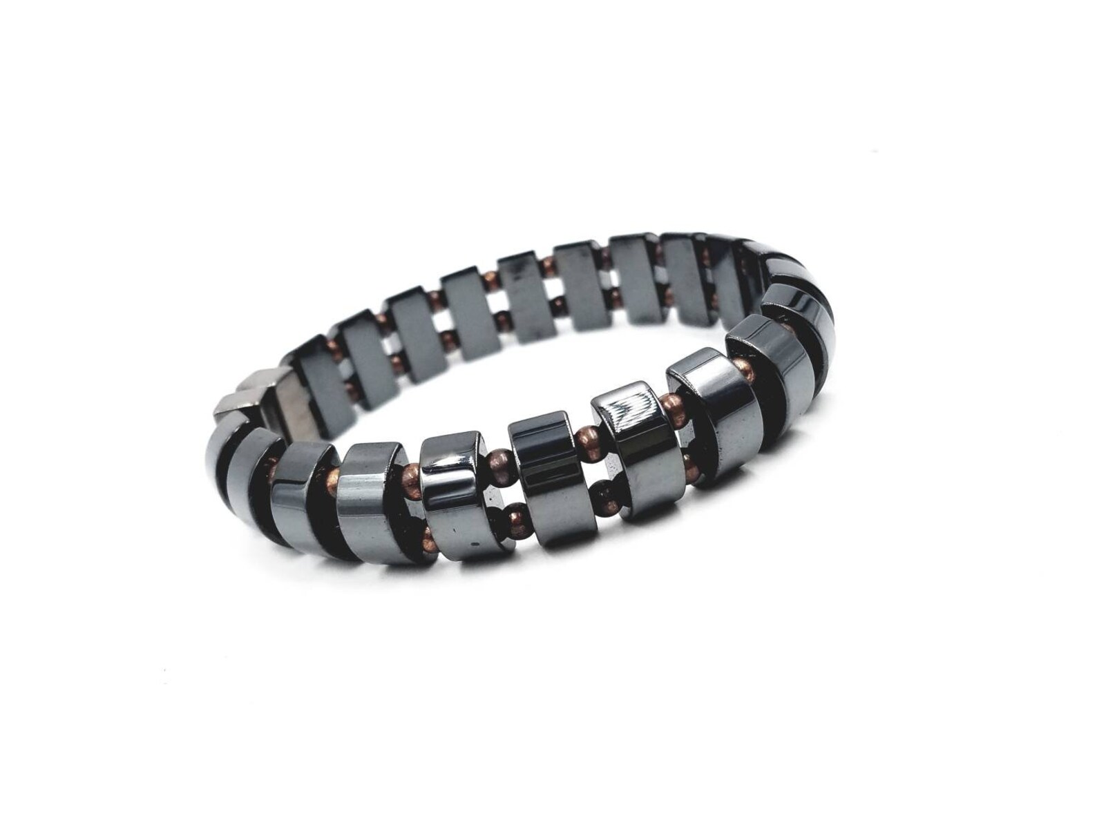 Unisex Hematite Therapy Wristband Bracelet Genuine Etsy