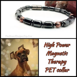 Custom Magnetic Pet Collar || SUPER Power Magnetic Clasp  || Therapy Hematite & Copper || Pet Jewelry || Wellness Health || Holistic Remedy