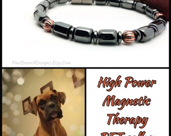 Custom Magnetic Pet Collar || SUPER Power Magnetic Clasp  || Therapy Hematite & Copper || Pet Jewelry || Wellness Health || Holistic Remedy