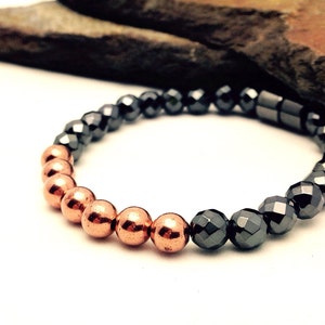 Copper & Faceted Black Hematite Magnetic Therapy Bracelet or Anklet Super High Power Wellness Health Magnetic Clasp Classic image 3