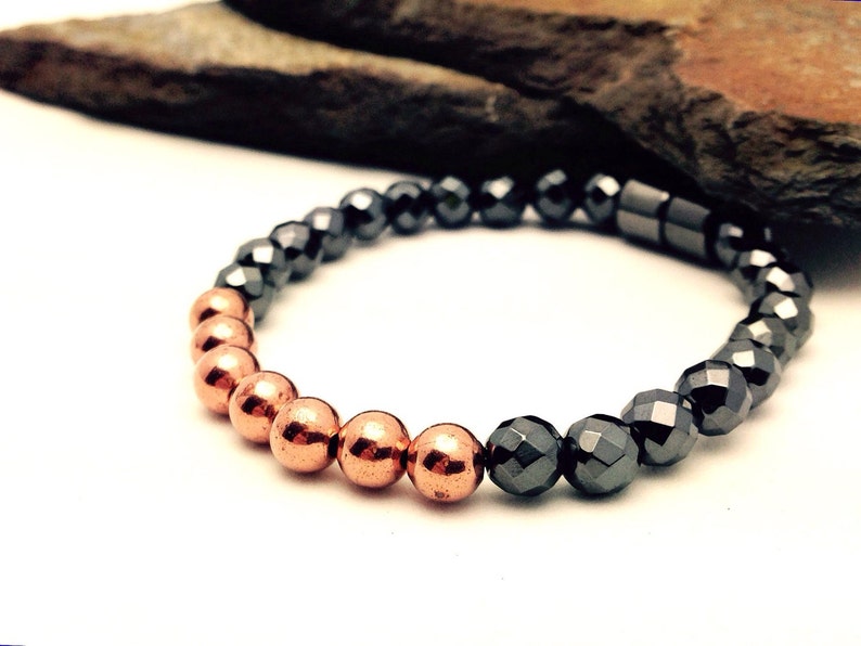 Copper & Faceted Black Hematite Magnetic Therapy Bracelet or Anklet Super High Power Wellness Health Magnetic Clasp Classic image 3