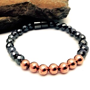 Copper & Faceted Black Hematite Magnetic Therapy Bracelet or Anklet Super High Power Wellness Health Magnetic Clasp Classic image 4