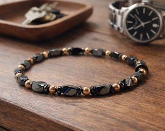 Copper and Magnetic Bracelet – High Power Magnetic Twist Beads, Pure Copper Rounds, 4400 Gauss Strength, Rustic Artisan Handmade Gift