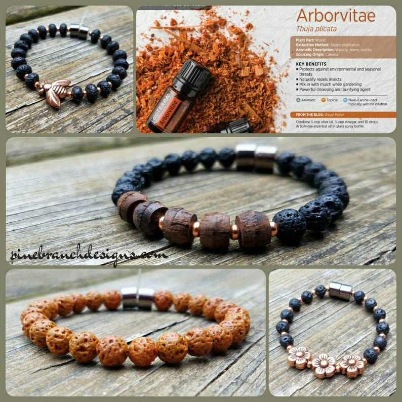 EO Diffuser Bracelet Lava Rock Genuine Copper Sphere Aromatherapy| Diffuser Bracelet Mosquito Repellent Bracelet