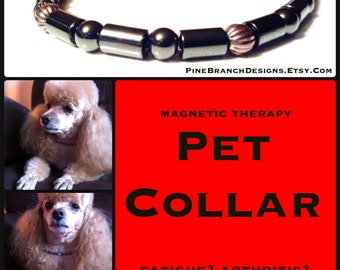 Medium PET Magnetic Collar therapy Hematite and Copper High Strength Magnetic Custom Sized pet jewelry Wellness Health