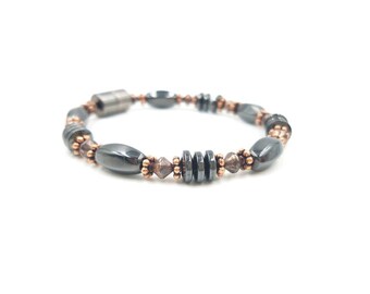 Solid Copper & Black Hematite Energizing Magnetic Therapy Bracelet/Anklet Super High Power Wellness Health