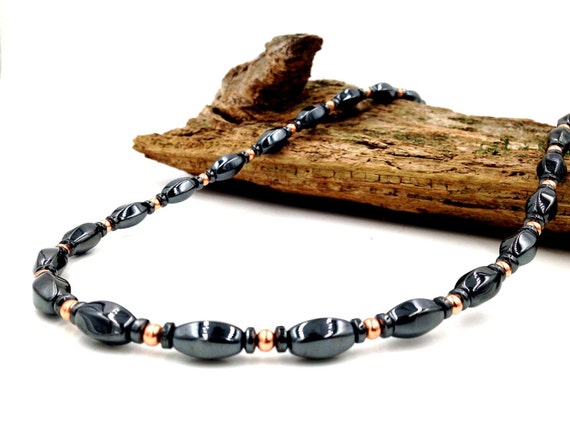 Black Hematite and Copper Magnetic Necklace 18.0