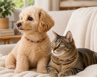 Magnetic Pet Collar for Dogs ans Cats | Copper, Gold & Silver Magnetic Hematite | 6mm or 8mm Beads | Custom Sized Matching Pet + Human Sets