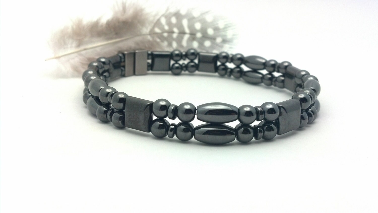 Hematite Therapy Anklet Band Dual Strand Jewelry Etsy