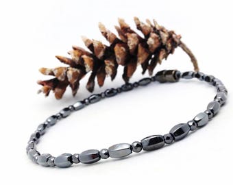 Magnetic Hematite Anklet: Custom Sized Pain Relief Bracelet or Anklet