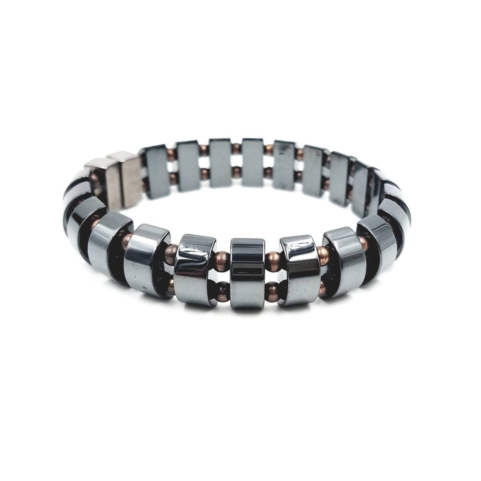 Unisex Hematite Therapy Wristband Bracelet Genuine Etsy