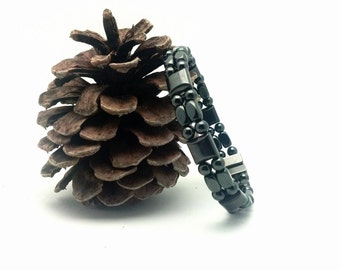 Hematite Magnetic Therapy Bracelet: Double Strand, Custom Sized