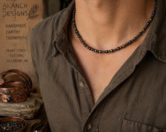 Tiger’s Eye Necklace | Magnetic Hematite | Antiqued Copper Accents | Strength & Confidence Gemstone  | Handmade Necklace | Gemstone Jewelry