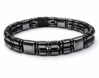 Unisex Hematite Bracelet HIGH POWER Magnetic Therapy Double Strand Custom Sized also Necklaces, Bracelets, Anklets