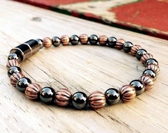 Hematite Bracelet or Anklet || Homeopathy || Magnetic Hematite and Genuine Copper Super High Power Magnetic Clasp