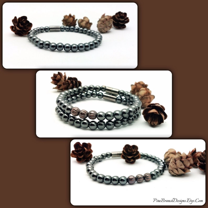 Unisex 100% Black & Silver Magnetic Hematite Bracelet / Anklet / Necklace - USA Made