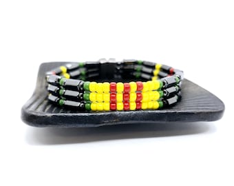 Vietnam Ribbon Bracelet: Magnetic Hematite Therapy, Military Design