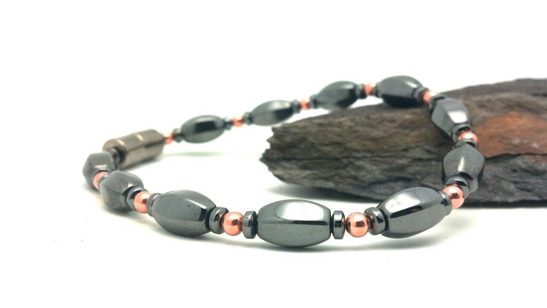 ANKLET or Bracelet Magnetic Therapy Black HEMATITE & Copper - Etsy