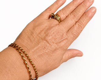 Copper Elliptical Bar Magnetic Bracelet | Rice-Shaped Copper Beads | 10,000 Gauss Magnetic Clasp | Bracelet or Anklet