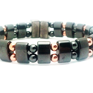 Magnetic Hematite Anklet or Bracelet: Copper Accents, Dual Strand