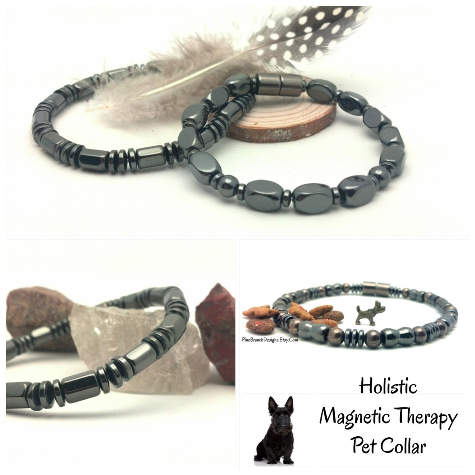 Large PET Collar Therapy Hematite and Copper High Etsy