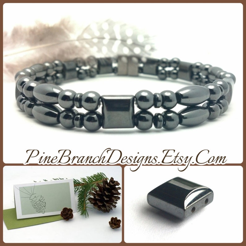 Hematite Therapy Anklet Band Dual Strand Jewelry Etsy