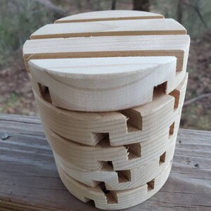 Round Wooden Cedar Natural Wood Spa Soap Dish || 20 EZ-Drain WIDE Groove || Handcrafted in the USA || Eco Friendly || Bath Sets