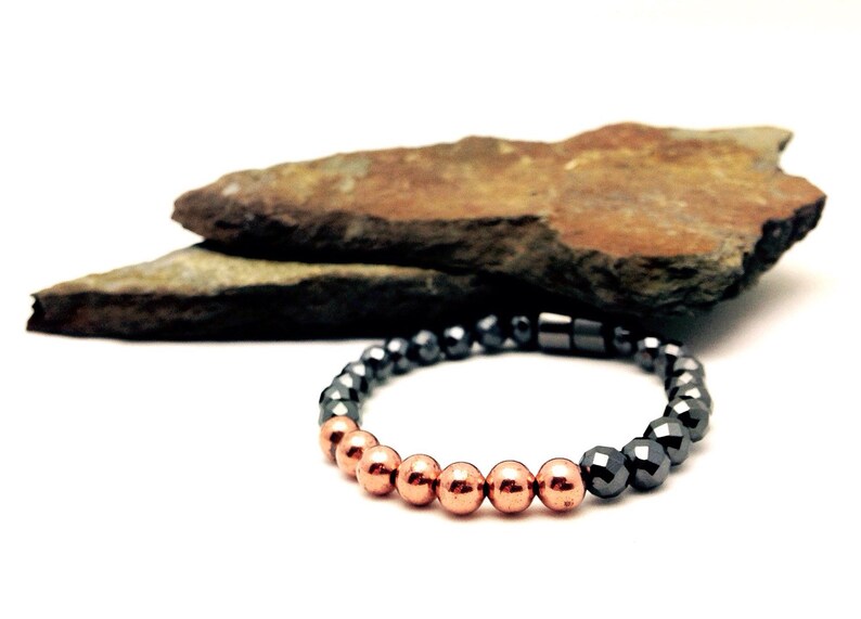 Copper & Faceted Black Hematite Magnetic Therapy Bracelet or Anklet Super High Power Wellness Health Magnetic Clasp Classic image 2