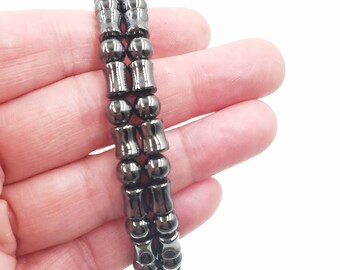 Magnetic Bracelet or Anklet || Double Strand || Triple POWER Bone Shaped Hematite || Therapy Jewelry || Magnetic Clasp || Natural Remedy