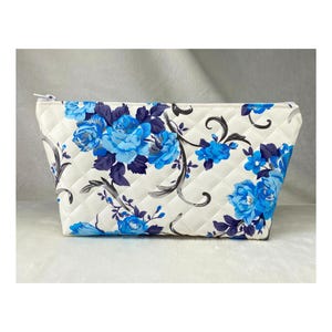 Set of 3 Floral Cosmetic Bags: Vegan Leather Travel Toiletry Pouches