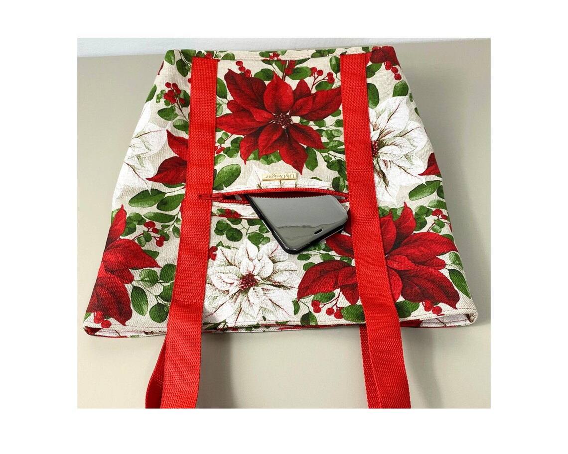 Red Christmas Butterfly XR0212021CL Quilted Tote Bag