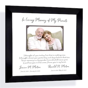 Personalized Memorial Photo Frame: Custom Made ANY Quote Loss of Parents Grandparents, 12x12 Mat