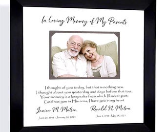Personalized Memorial Photo Frame: Custom Made ANY Quote Loss of Parents Grandparents, 12x12 Mat