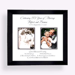 50th Wedding, Wedding Anniversary, Personalized Gift, Custom Photo Frame, Then and Now Collage, Golden Anniversary Keepsake, 12x12 Display