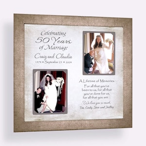 50th Wedding, Wedding Anniversary, Anniversary Gift, Custom Double Photo Frame, Personalized Keepsake for Parents, 12x12 Handmade Display